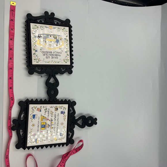 Vintage Ceramic Tile & Cast Iron Trivet MCM MidCentury Daily Bread DAMAGED - Picture 10 of 12